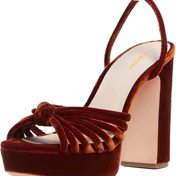 Suede Heels with Knot Detail and Ankle Strap - Picture 11 of 12